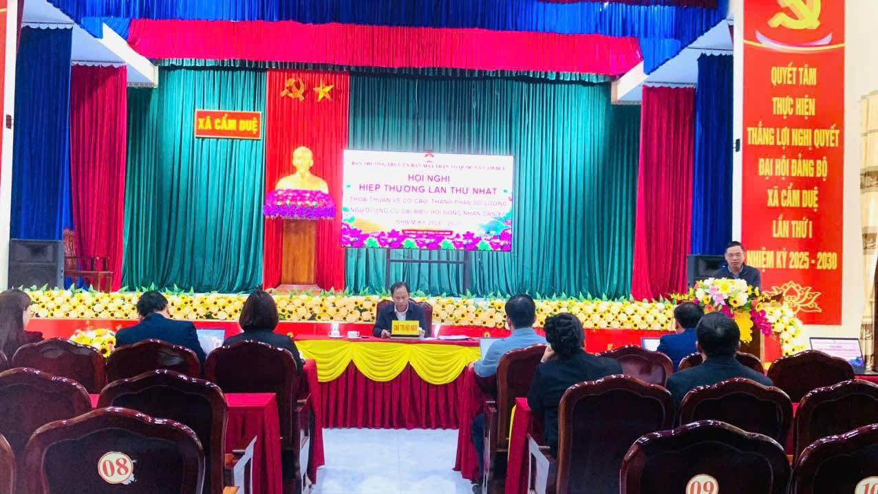 UỶ BAN MTTQ XÃ CẨM DUỆ TỔ CHỨC HỘI NGHỊ HIỆP THƯƠNG LẦN THỨ NHẤT BẦU CỬ ĐẠI BIỂU HỘI ĐỒNG NHÂN DÂN XÃ KHÓA II, NHIỆM KỲ 2026 - 2031.