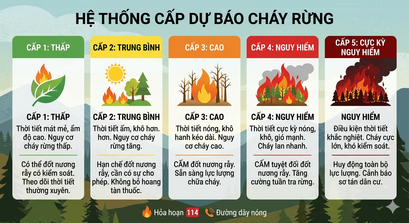 Thông tin cấp dự báo cháy rừng ngày 24/7/2026