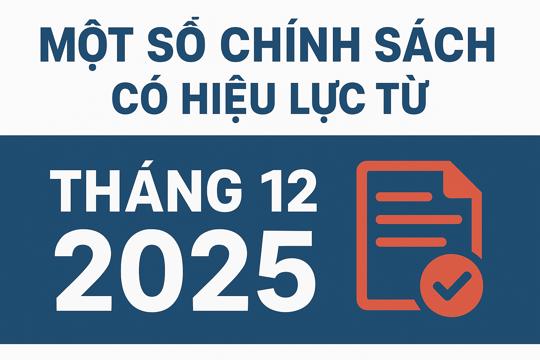 Một số chính sách có hiệu lực từ tháng 12 năm 2025 
