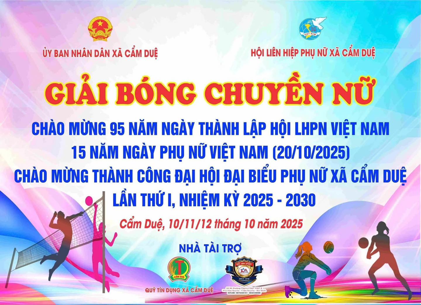 SÔI NỔI GIẢI BÓNG CHUYỀN NỮ XÃ CẨM DUỆ CHÀO MỪNG NGÀY THÀNH LẬP HỘI LIÊN HIỆP PHỤ NỮ VIỆT NAM 20/10 